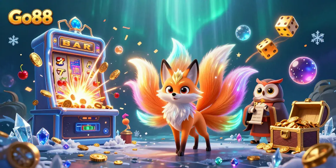 Experience the thrill of Go88's vibrant casino world with a glowing fox spirit and winning jackpots.