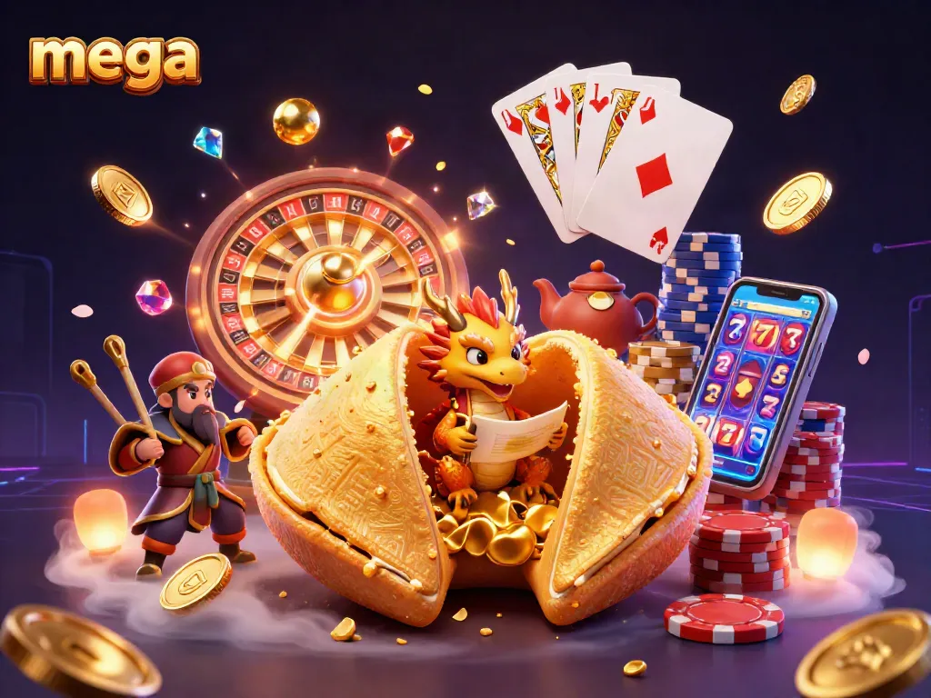 Spin the mega roulette wheel and uncover treasures in this vibrant casino illustration with dynamic elements.