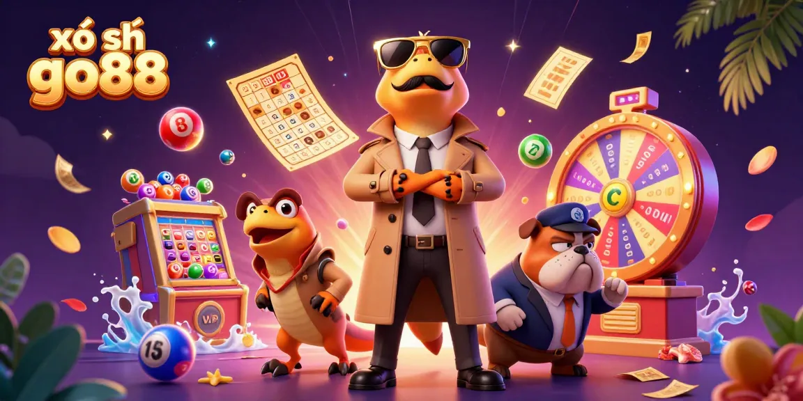 Engage with xổ số go88 as colorful lottery elements bounce around raptors in disguise at a VIP casino.