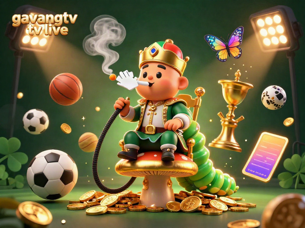 Experience live games with gavangtv tv live, featuring an exciting illustration of a caterpillar master blowing poker smoke.