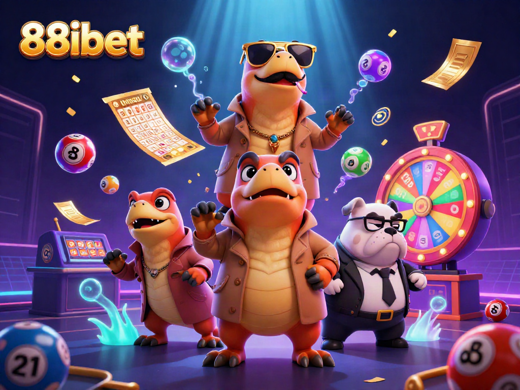 Experience exciting gameplay and vibrant elements at 88ibet with lottery balls, bingo cards, and a casino atmosphere.