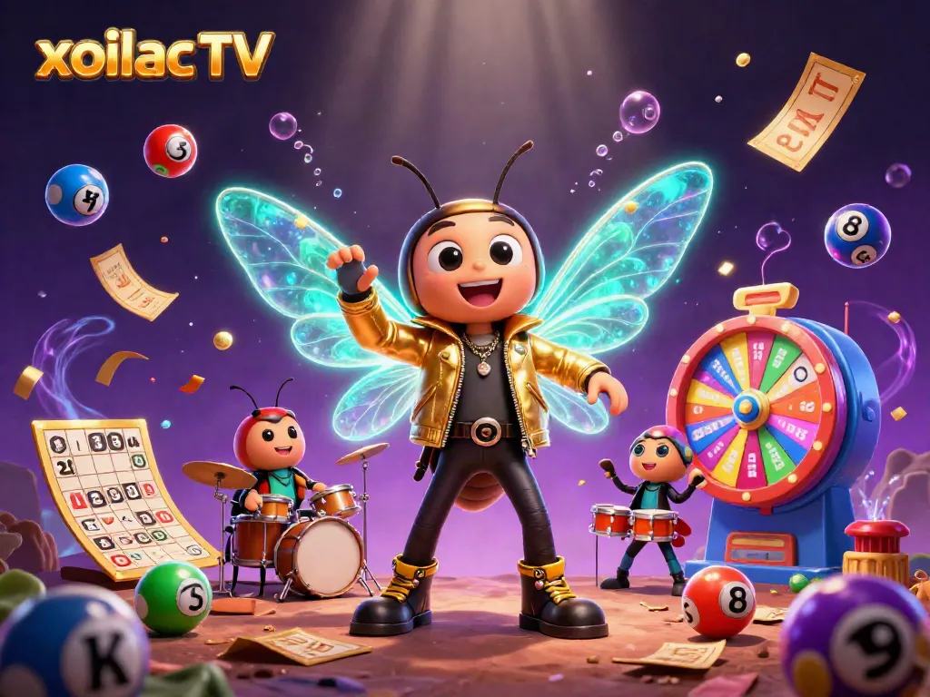 Experience the excitement of xoilac TV with vibrant characters and lottery elements bursting with energy.