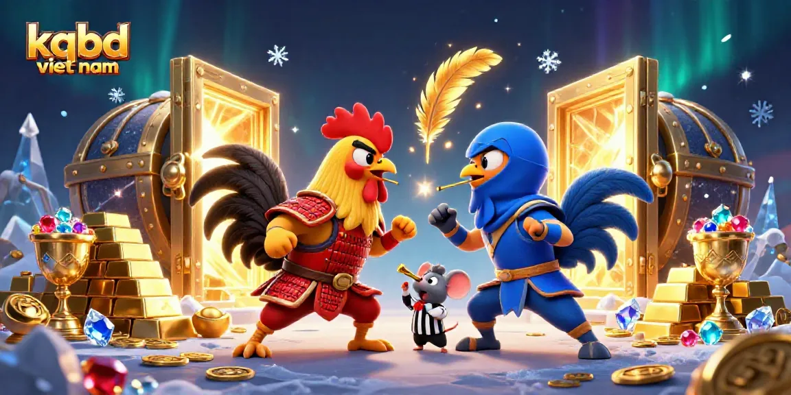 Join the thrilling showdown of kqbd viet nam with fighting roosters in a dynamic, sparkling scene.