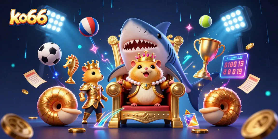 Engage with dynamic betting excitement at ko66, featuring a vibrant 3D casino scene.