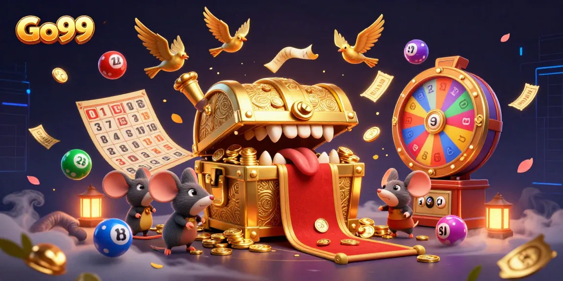 Engage with Go99 as mice are lured to the treasure chest in an enticing casino adventure scene.