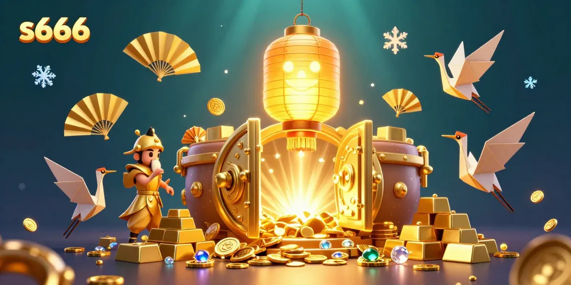 Engage in thrilling gaming adventures with s666 amidst a vibrant 3D casino scene filled with treasures.