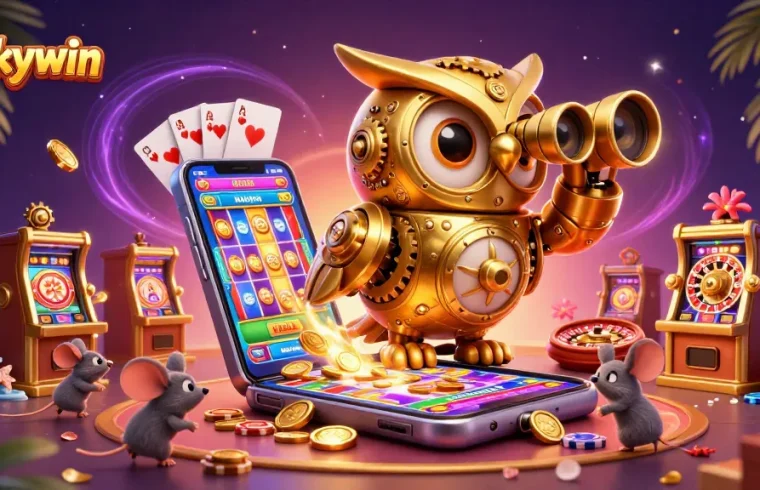 Experience thrilling gameplay at Luckywin, featuring animated characters and engaging casino elements.