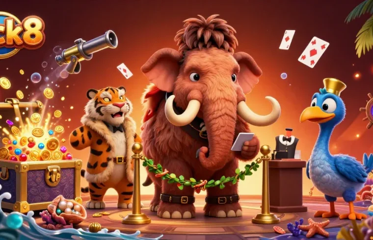 Experience the vibrant luck8 casino scene featuring exotic characters and thrilling gaming elements.